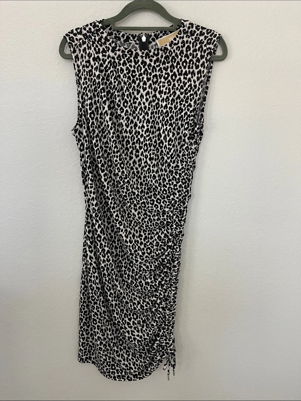 Michael Kors NWT Leopard Print Ruched Sleeveless Dress Size Medium